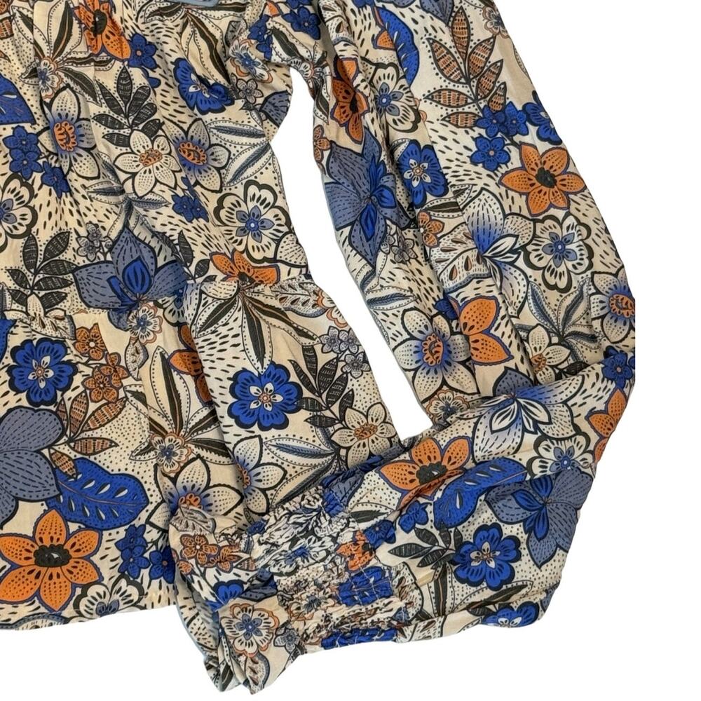 Harni the Label Blue Floral Peasant Blouse Top Oversized XS - Picture 3 of 12
